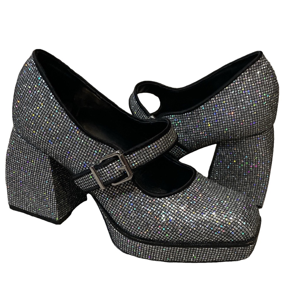 Gianni Bini NWOT Shiny Iridescent Sparkle Mary Jane Platform Heel Woman’s 6